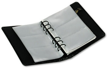 Samsill® Regal™ Leather Business Card Binder,  120 Card Cap, 2 x 3 1/2 Cards, Black