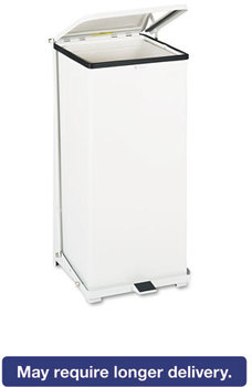 Rubbermaid® Commercial Defenders® Heavy-Duty Steel Step Can, Square, Steel, 24gal, White