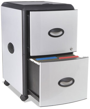 Storex Mobile Filing Cabinet with Metal Siding,  19 x 15 x 23, Silver/Black
