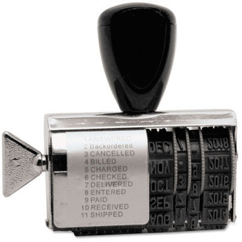 Identity Group® Rubber 11-Message Dial-A-Phrase Date Stamp,  Dater, Conventional, 2 x 3/8