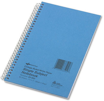 National® Single-Subject Wirebound Notebooks,  College Rule, 5 x 7 3/4, White, 80 Sheets
