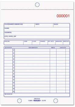 Rediform® Sales Book,  5 1/2 x 7 7/8, Three-Part Carbonless, 50 Sets/Book