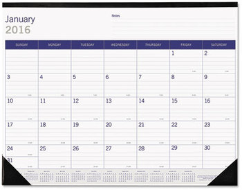 Blueline® DuraGlobe Monthly Desk Pad Calendar 22 x 17, White/Blue/Gray Sheets, Black Binding/Corners, 12-Month (Jan to Dec): 2026