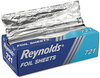 A Picture of product RFP-721 Reynolds Wrap® Interfolded Aluminum Foil Sheets,  12 x 10 3/4, Silver, 500/Box, 6 Boxes/Carton