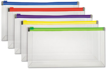 Globe-Weis® Poly Zip Envelope,  Check, Open Side, Assorted, 5/Pack