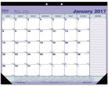 Blueline® Academic 13-Month Desk Pad Calendar 21.25 x 16, White/Blue/Green Sheets, Black Headband, 13-Month: July 2025 to 2026