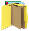 A Picture of product UNV-10319 Universal® Deluxe Six-Section Colored Pressboard End Tab Classification Folders 2 Dividers, 6 Fasteners, Letter Size, Yellow, 10/Box