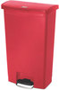 A Picture of product RCP-1883568 Rubbermaid® Commercial Slim Jim® Resin Front Step Style Step-On Container. 18 gal. Red.