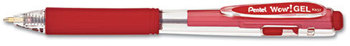 Pentel® WOW!™ Retractable Gel Pen,  .7mm, Trans Barrel, Red Ink, Dozen