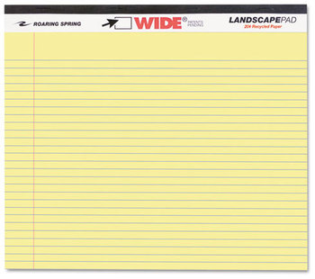 Roaring Spring® WIDE® Landscape Format Writing Pad, College Ruled, 11 x 9-1/2, Canary, 40 Sheets