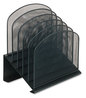 A Picture of product SAF-3257BL Safco® Onyx™ Mesh Desk Organizer with Tiered Sections 5 Letter to Legal Size Files, 11.25" x 7.25" 12", Black