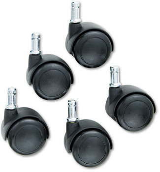 Safco® TaskMaster® Hard Floor Casters Grip Ring Stem, 2" Wheel, Black, 5/Set, Ships in 1-3 Business Days