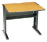 A Picture of product SAF-1930 Safco® Computer Desk with Reversible Top 35.5" x 28" 30", Mahogany/Medium Oak/Black