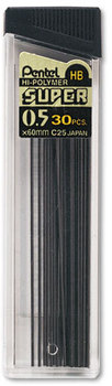 Pentel® Super Hi-Polymer® Lead Refills, 0.5mm, HB, Black, 30/Tube