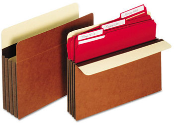 Pendaflex® Heavy-Duty File Pockets,  Extra Wide, Strt. Cut, 5 1/4" Exp. Ltr, Redrope, 10/Box