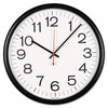 A Picture of product UNV-11381 Universal® Indoor/Outdoor Round Wall Clock 13.5" Overall Diameter, Black Case, 1 AA (sold separately)