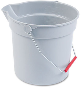 Rubbermaid® Commercial Brute® Round Bucket with Graduations. 10 qt./2.5 gal. Gray.