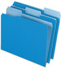 A Picture of product PFX-15213BLU Pendaflex® Colored File Folders 1/3-Cut Tabs: Assorted, Letter Size, Blue/Light Blue, 100/Box