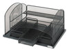 A Picture of product SAF-3252BL Safco® Onyx™ Organizer with Three Drawers 3 6 Compartments, Steel, 16 x 11.5 8.25, Black