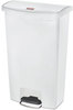 A Picture of product RCP-1883559 Rubbermaid® Commercial Slim Jim® Resin Front Step Style Step-On Container. 18 gal. White.