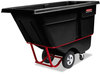A Picture of product RCP-1305BLA Rubbermaid® Commercial Standard Duty Rotomolded Plastic Tilt Truck with 850 lb Capacity. 60.50 X 28.00 X 38.63 in. Black.