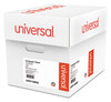 A Picture of product UNV-15852 Universal® Printout Paper 1-Part, 20 lb Bond Weight, 14.88 x 11, White/Green Bar, 2,400/Carton