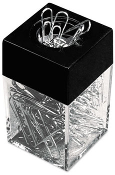 Universal® Paper Clips with Magnetic Dispenser (1) Magnetic-Top Desktop #1, Smooth, Silver, 100 Clips/Pack, 12 Packs/Box