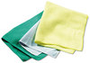 A Picture of product 968-677 Rubbermaid HYGEN™ Microfiber Bathroom Cloth. Yellow. 16" x 16". Durable up to 500 launderings. Bleach safe. 12/cs.