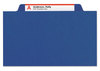 A Picture of product SMD-14032 Smead™ Six-Section Colored Pressboard Top Tab Classification Folders with SafeSHIELD® Coated Fasteners Six 2 Dividers, Letter Size, Dark Blue, 10/Box
