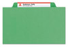 A Picture of product SMD-14002 Smead™ Colored Top Tab Classification Folders with SafeSHIELD® Coated Fasteners Six 2" Expansion, 2 Dividers, Letter Size, Green Exterior, 10/Box