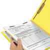 A Picture of product SMD-13704 Smead™ Colored Top Tab Classification Folders with SafeSHIELD® Coated Fasteners Four 2" Expansion, 1 Divider, Letter Size, Yellow Exterior, 10/Box