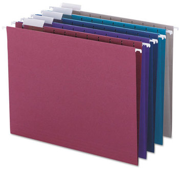 Smead™ Colored Hanging File Folders with 1/5 Cut Tabs Letter Size, 1/5-Cut Assorted Jewel Tone Colors, 25/Box
