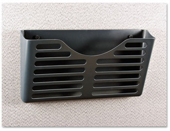 Universal® Deluxe Recycled Plastic Cubicle Single File Pocket Pins Mount, 13.5 x 3 7, Charcoal