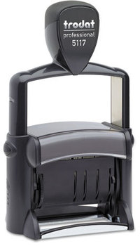 Trodat® Professional 12-Message Date Stamp,  Dater, Self-Inking, 2 1/4 x 3/8, Black