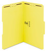 A Picture of product SMD-17940 Smead™ Top Tab Colored Fastener Folders 0.75" Expansion, 2 Fasteners, Legal Size, Yellow Exterior, 50/Box