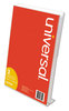 A Picture of product UNV-76852 Universal® Clear L-Style Freestanding Frame 8.5 x 11 Insert, 3/Pack