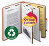 A Picture of product SMD-14024 Smead™ 100% Recycled Pressboard Classification Folders 2" Expansion, 2 Dividers, 6 Fasteners, Letter Size, Red Exterior, 10/Box