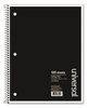 A Picture of product UNV-66400 Universal® Wirebound Notebook 3-Subject, Medium/College Rule, Black Cover, (120) 11 x 8.5 Sheets