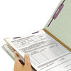 A Picture of product SMD-18776 Smead™ Pressboard Classification Folders with SafeSHIELD® Coated Fasteners Four 2/5-Cut Tabs, 1 Divider, Legal Size, Gray-Green, 10/Box