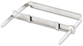Universal® Two-Piece Paper Fasteners Two-Prong Fastener Base and Compressor Sets, 2" Capacity, 2.75" Center to Silver, 50/Box