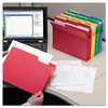 A Picture of product SMD-11987 Smead™ SuperTab® Colored File Folders 1/3-Cut Tabs: Assorted, Letter Size, 0.75" Expansion, 11-pt Stock, Color Assortment 1, 100/Box