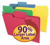 A Picture of product SMD-11987 Smead™ SuperTab® Colored File Folders 1/3-Cut Tabs: Assorted, Letter Size, 0.75" Expansion, 11-pt Stock, Color Assortment 1, 100/Box
