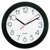A Picture of product UNV-10421 Universal® Bold Round Wall Clock 9.75" Overall Diameter, Black Case, 1 AA (sold separately)