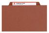 A Picture of product SMD-19023 Smead™ 100% Recycled Pressboard Classification Folders 2" Expansion, 2 Dividers, 6 Fasteners, Legal Size, Red Exterior, 10/Box