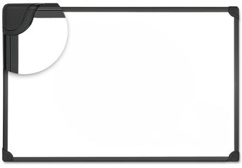 Universal® Design Series Deluxe Magnetic Steel Dry Erase Marker Board 36 x 24, White Surface, Black Aluminum/Plastic Frame