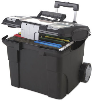 Storex Premium File Cart,  15w x 16 3/8d x 14 1/4 to 30h, Black