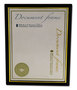 A Picture of product UNV-76849 Universal® Document Frames All Purpose Frame, 8.5 x 11 Insert, Black/Gold, 3/Pack