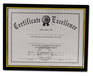 A Picture of product UNV-76849 Universal® Document Frames All Purpose Frame, 8.5 x 11 Insert, Black/Gold, 3/Pack