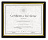 A Picture of product UNV-76849 Universal® Document Frames All Purpose Frame, 8.5 x 11 Insert, Black/Gold, 3/Pack