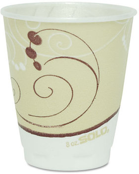 SOLO® Cup Company Trophy® Plus™ Dual Temperature Insulated Cups in Symphony® Design, 8oz, Beige, 100/Pack